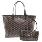 未使用品 ゴヤール サンルイPM PVCコーティングキャンバス レザー ブラック トートバッグ 黒 1288 GOYARD