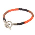  как новый Hermes g Rena n кожа orange Brown черный серебряный металлические принадлежности браслет аксессуары 0991 HERMES
