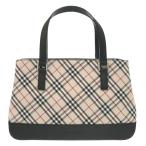 ショッピングBURBERRY 新品同様 バーバリー ノバチェック ナイロンキャンバス レザー ベージュ ハンドバッグ 1386 BURBERRY