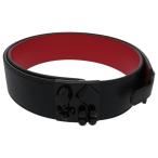 ショッピングスタッズ 未使用品 クリスチャンルブタン ウエストベルト スタッズ レザー ブラック シルバー金具 黒 赤ベルト 1495 Christian Louboutin