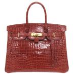 美品 エルメス バーキン35 ポロサス ミール ゴールド金具 □P刻印 ハンドバッグ 茶 0342 HERMES