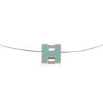 美品 エルメス カージュドアッシュ Hキューブ メタル シルバー ライトブルー ネックレス 0194 HERMES