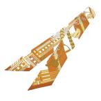 美品 エルメス ツイリー 馬勒とチャーム スカーフ シルク キャラメル/ブラン/ブロンズ 0327 HERMES