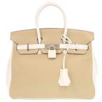 美品 エルメス バーキン25 パーソナルオーダー ヴォースイフト ベージュ ホワイト シルバー金具 □O刻印 ハンドバッグ 1229 HERMES