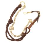 新品同様 ミュウミュウ トリックキーリング チャーム レザー メタル ブラウン バッグチャーム キーホルダー 茶 1276 MIUMIU