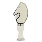 新品同様 エルメス カヴァリエ メタル ホワイト ピンバッジ ブローチ 白 0118 HERMES