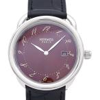 美品 エルメス アルソー AR5.710 クオーツ 腕時計 SS/アリゲーターマット ブラウン 0200 HERMES メンズ