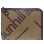  Dunhill багаж парусина Zip folio кожа Brown клатч чай 0938 Dunhill мужской 