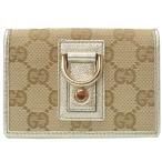  прекрасный товар Gucci GG парусина a Be бежевый футляр для визитных карточек футляр для карточек кейс 0227 GUCCI