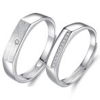 MIKAMU ペアリング 純銀製指輪 フリーサイズ シルバー レディース メンズ CZダイヤ(キュービックジルコニア) キラキラ 結婚指輪通販セール