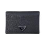  Prada футляр для карточек паспорт держатель 2MV017_2E54_F0002 машина f кожа треугольник Logo черный серебряный металлические принадлежности PRADA