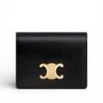 セリーヌ トリオンフ ビジネスカードホルダー シャイニーカーフスキン マチ付きカードケース パスケース 10M123FOZ.38NO ブラック 黒 CELINE