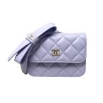 ショッピングシャネル シャネル チェーンショルダーバッグ AP2423 マトラッセ ラムスキン ココマーク リボン パープル CHANEL