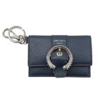  Jimmy Choo футляр для карточек crystal пряжка кожа темно-синий серебряный JIMMY CHOO