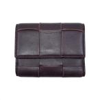 ボッテガヴェネタ 3つ折り財布 マキシイントレチャート 651372 レザー パープル ゴールド金具 BOTTEGA VENETA