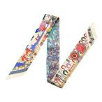 エルメス シルクスカーフ ツイリー ポニー・ピット・ストップ H064207S 03 クレーム ピンク グリーン ベージュ Pony Pit Stop Twilly HERMES