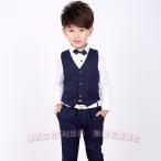 男の子キッズスーツ 入学式 七五三 フォーマル ベスト付きC&J（株)発表会 子供スーツ セットアップ おしゃれ トップス 長ズボン 結婚式 きれいめ 記念撮影