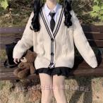  кардиган school кардиган вязаный кардиган V шея s длинный рукав JK форма матроска вязаный свитер C&amp;J передний открытие .. способ 