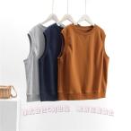 ショッピングクールネック スウェット ベスト レディース ベスト レディース おしゃれ カットソーベスト ジレ スウェットベスト トップス  C&J  クールネック ベスト プルオーバー