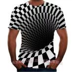半袖Tシャツ おもしろ 3Dプリント トリックアート メンズ 渦 オプティカルイリュージョン メンズTシャツ クルーネック カジュアル