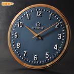 ネイビー×木製フレームの北欧おしゃれ壁掛け時計