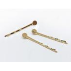 ヘアアクセサリー用　台座付ヘアピン　ゴールド　2本入り　pg-0584