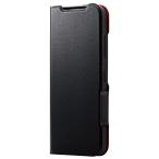 エレコム かんたんスマホ3 ケース カバー 手帳型 革 レザー 薄型 マグネットフラップ ブラック PM-K222PLFUBK