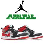 NIKE JORDAN 1 MID SE (TD) Ugly Christmas Sweater white/university red-black dm1209-150 ナイキ ジョーダン 1 ミッド トドラー キッズ クリスマスセーター