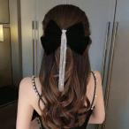 ＼ ラインストーン付き ／ ベロア リボン バレッタ ヘアクリップ ヘアアクセサリー 髪飾り 結婚式 二次会 パーティー デート キャバ ナイト ドレス 大人可愛い