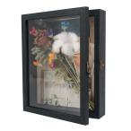GraduationMall 20x25cm дерево Shadow box рама стекло дверь дисплей кейс,linen задний .6 палочка булавка,1.5 дюймовый 