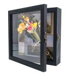 GraduationMall 20x20cm дерево Shadow box рама стекло дверь дисплей кейс,linen задний .6 палочка булавка,1.5 дюймовый 