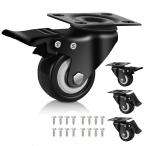 Zalslei プレート式 キャスター 車輪 ブレーキ付き 1.5インチ 4個耐荷重200kg 360度回転 高耐久性 ストッパー付き 自在キャスター