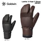 【在庫処分セール】2024-25 GOLDWIN(ゴールドウィン)Leather 3-finger Formfitting Gloves(レザー 3フィンガーフグローブ)G84301【スキーグローブ】