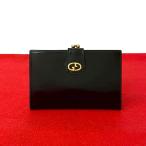 極 美品 GUCCI グッチ オールドグッチ ヴィンテージ GG ロゴ 金具 レザー 本革 二つ折り財布 がま口 ミニ ウォレット ブラック 292-9