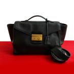 極 美品 鍵付き PRADA プラダ ロゴ 金具 レザー 本革 2way ハンドバッグ ミニ ボストンバッグ ショルダーバッグ ブラック 黒 10-10