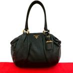 極 美品 希少品 PRADA プラダ ロゴ ゴールド 金具 レザー 本革 ハンドバッグ ミニ ボストンバッグ トートバッグ ブラック 黒 370-66