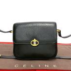 極 美品 CELINE セリーヌ ヴィンテージ トリオンフ ロゴ 金具 レザー 本革 ミニ ショルダーバッグ ポシェット サコッシュ ブラック 911-2