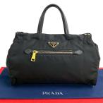 極 美品 PRADA プラダ 三角ロゴ ゴールド 金具 レザー 本革 テスート ナイロン ハンドバッグ ミニ トートバッグ ブラック 黒 216-1