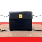 極 美品 CELINE セリーヌ ヴィンテージ ロゴ リング 金具 レザー 本革 ショルダーバッグ ポシェット サコッシュ ネイビー 紺 94235