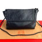 極 美品 LOEWE ロエベ ヴィンテージ アナグラム ロゴ ナッパレザー 本革 ショルダーバッグ ポシェット サコッシュ ネイビー 37009