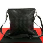 極 美品 希少品 BOTTEGA VENETA ボッテガヴェネタ イントレチャート レザー 本革 ショルダーバッグ サコッシュ メンズ ブラック 05306