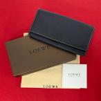 ほぼ未使用 希少品 箱付き LOEWE ロエベ アナグラム ロゴ レザー 本革 二つ折り 長財布 ウォレット カードケース 小銭入れ ブラック 35877