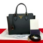 ほぼ未使用 袋付 PRADA プラダ ガレリア ロゴ 金具 サフィアーノ レザー 本革 2way ハンドバッグ ショルダーバッグ ブラック 19114