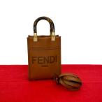 未使用保管品 FENDI フェンディ サンシャイン ショッパー ミニ ロゴ レザー 本革 2way ハンドバッグ ショルダーバッグ ブラウン 64415