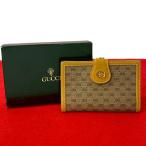 ショッピングgucci ほぼ未使用 箱付 GUCCI グッチ オールドグッチ ヴィンテージ マイクロGG ロゴ 金具 レザー がま口 二つ折り財布 ウォレット ブラウン 60487