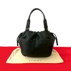 極 美品 袋付 LOEWE ロエベ アナグラム ロゴ エンボス ナッパ レザー 本革 巾着 ハンドバッグ ミニ トートバッグ ブラック 黒 05948