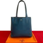 未使用保管品 袋付 ○O 刻印 HERMES エルメス ヴィンテージ ドゥブルセンス 28 ヴォーシッキム レザー トートバッグ ブルー ネイビー 23549