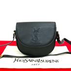 極 美品 保存袋付 YVES SAINT LAURENT イヴ・サンローラン ロゴ レザー 本革 ミニ ショルダーバッグ ポシェット ブラック 黒 81391