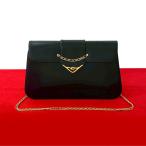 極 美品 CARTIER カルティエ ヴィンテージ サファイアライン レザー 本革 チェーン ショルダーバッグ ポシェット ネイビー 99470