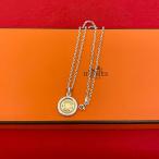 極 美品 HERMES エルメス セリエ ロゴ モチーフ シルバー925 K18ゴールド ネックレス ペンダント チョーカー アクセサリー 45325